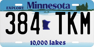 MN license plate 384TKM