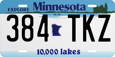 MN license plate 384TKZ