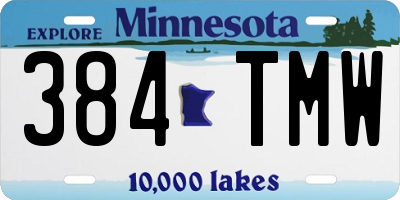MN license plate 384TMW