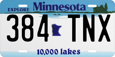 MN license plate 384TNX