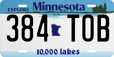 MN license plate 384TOB