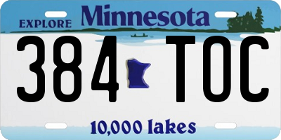 MN license plate 384TOC