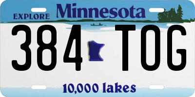 MN license plate 384TOG