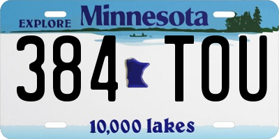 MN license plate 384TOU
