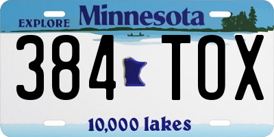 MN license plate 384TOX