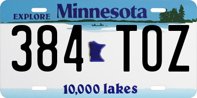 MN license plate 384TOZ