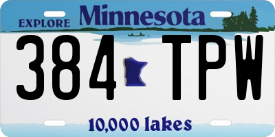MN license plate 384TPW