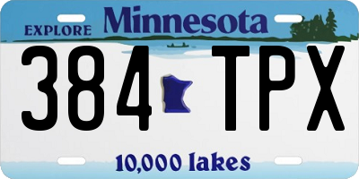 MN license plate 384TPX