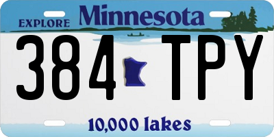 MN license plate 384TPY