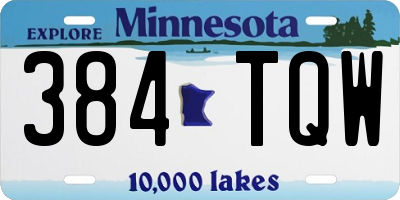 MN license plate 384TQW
