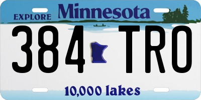 MN license plate 384TRO