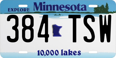 MN license plate 384TSW