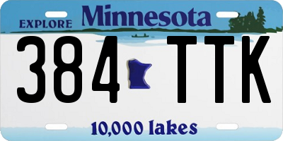 MN license plate 384TTK