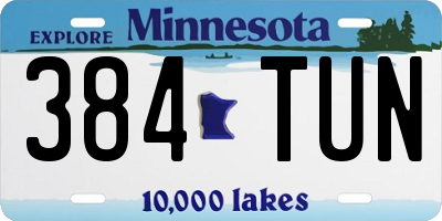 MN license plate 384TUN
