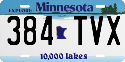 MN license plate 384TVX