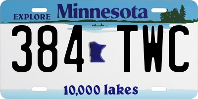 MN license plate 384TWC