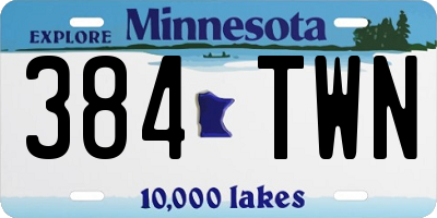 MN license plate 384TWN