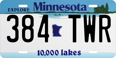 MN license plate 384TWR