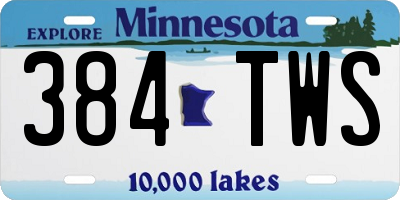 MN license plate 384TWS