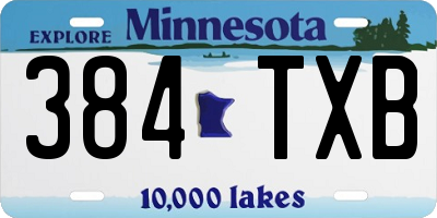 MN license plate 384TXB