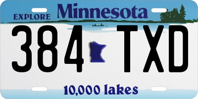 MN license plate 384TXD