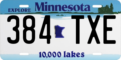 MN license plate 384TXE