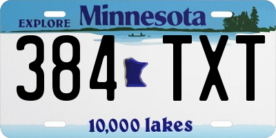 MN license plate 384TXT