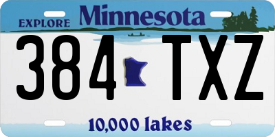 MN license plate 384TXZ