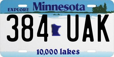 MN license plate 384UAK