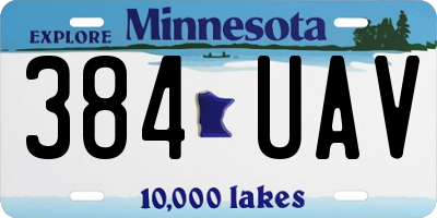 MN license plate 384UAV