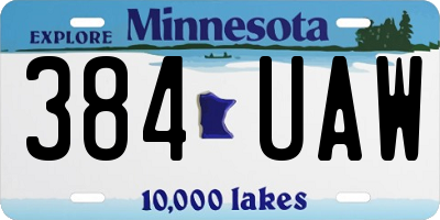 MN license plate 384UAW