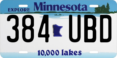 MN license plate 384UBD