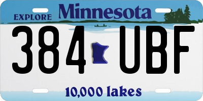 MN license plate 384UBF