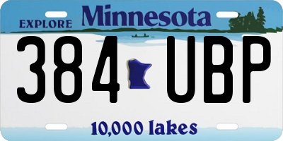 MN license plate 384UBP