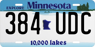 MN license plate 384UDC