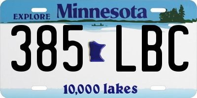 MN license plate 385LBC