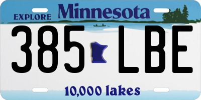 MN license plate 385LBE