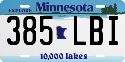 MN license plate 385LBI