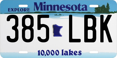 MN license plate 385LBK