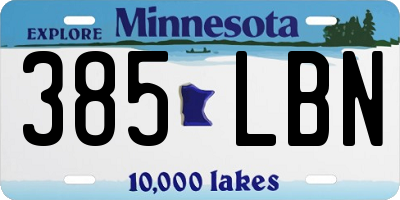 MN license plate 385LBN