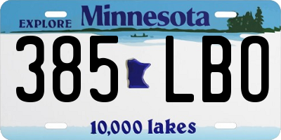 MN license plate 385LBO