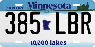 MN license plate 385LBR