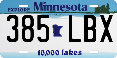 MN license plate 385LBX
