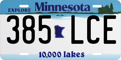 MN license plate 385LCE