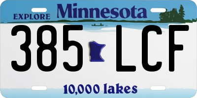 MN license plate 385LCF