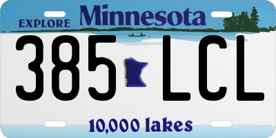 MN license plate 385LCL