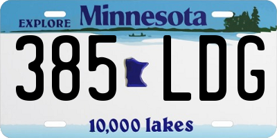 MN license plate 385LDG