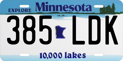 MN license plate 385LDK