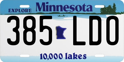 MN license plate 385LDO