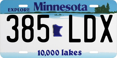 MN license plate 385LDX